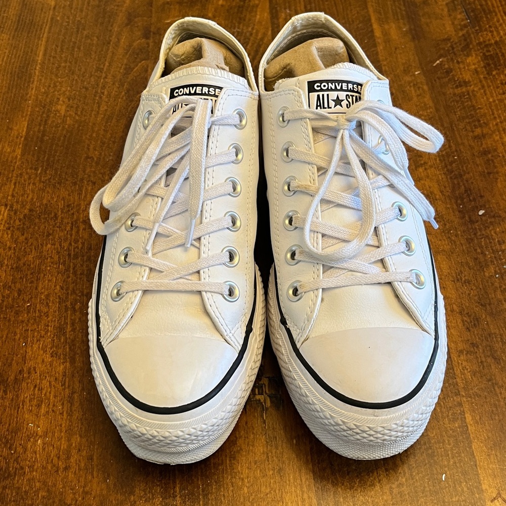 Converse All Star Low Leather Platform Lace-Up Sneakers, Sz 8